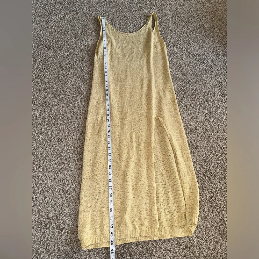 Crochet Knit Tan Dress with slit One Size - Picture 7 of 10